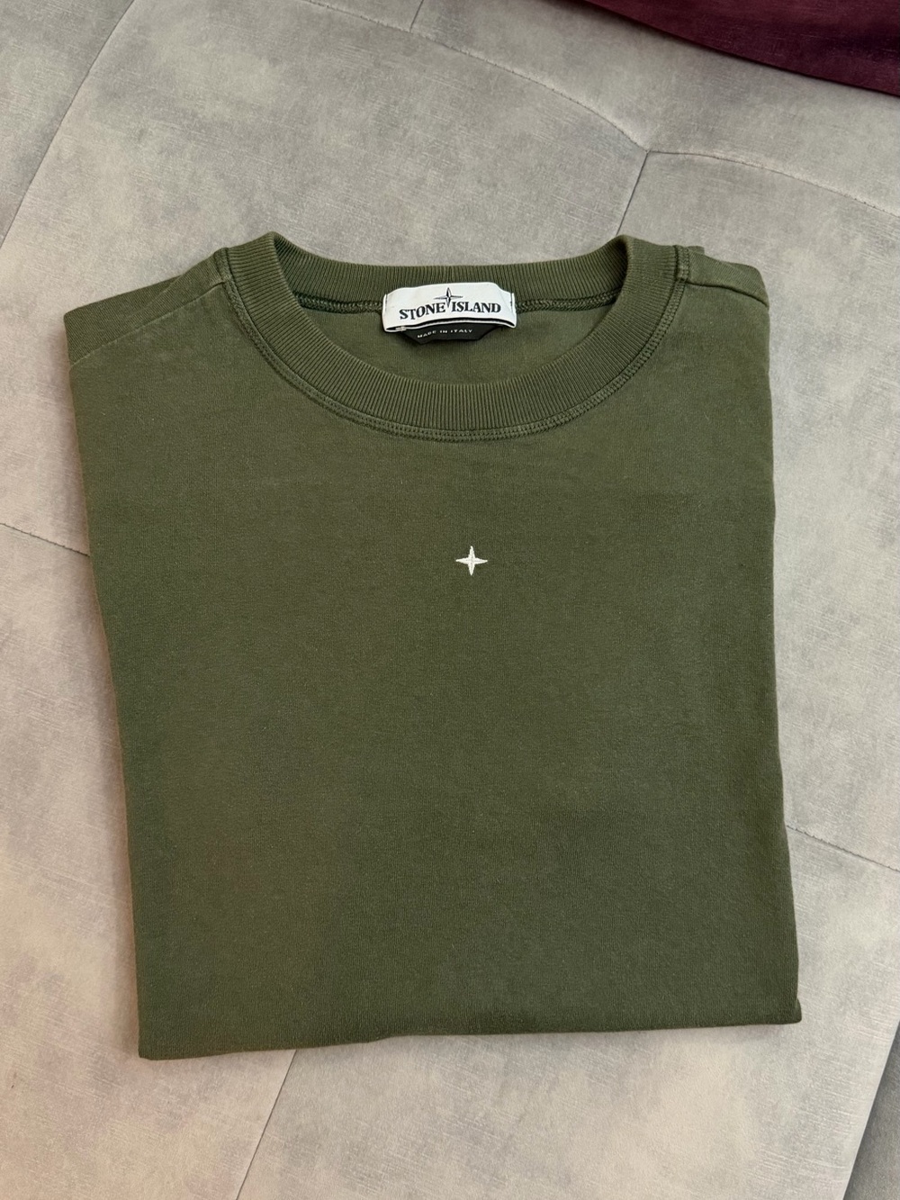 Stone Island Olive Green Crewneck with Minimal Logo